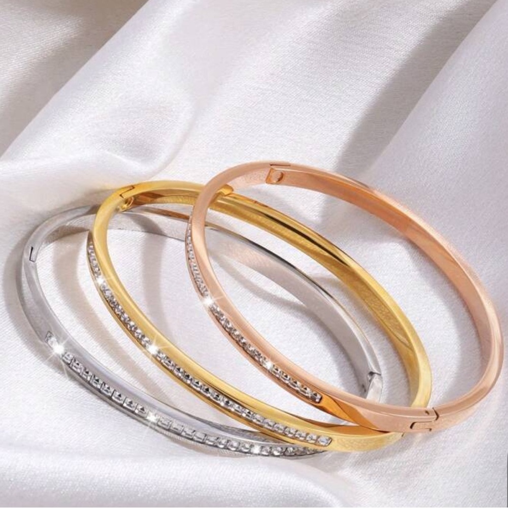 Gold & Rhinestone Bangle - Picture 4 of 5